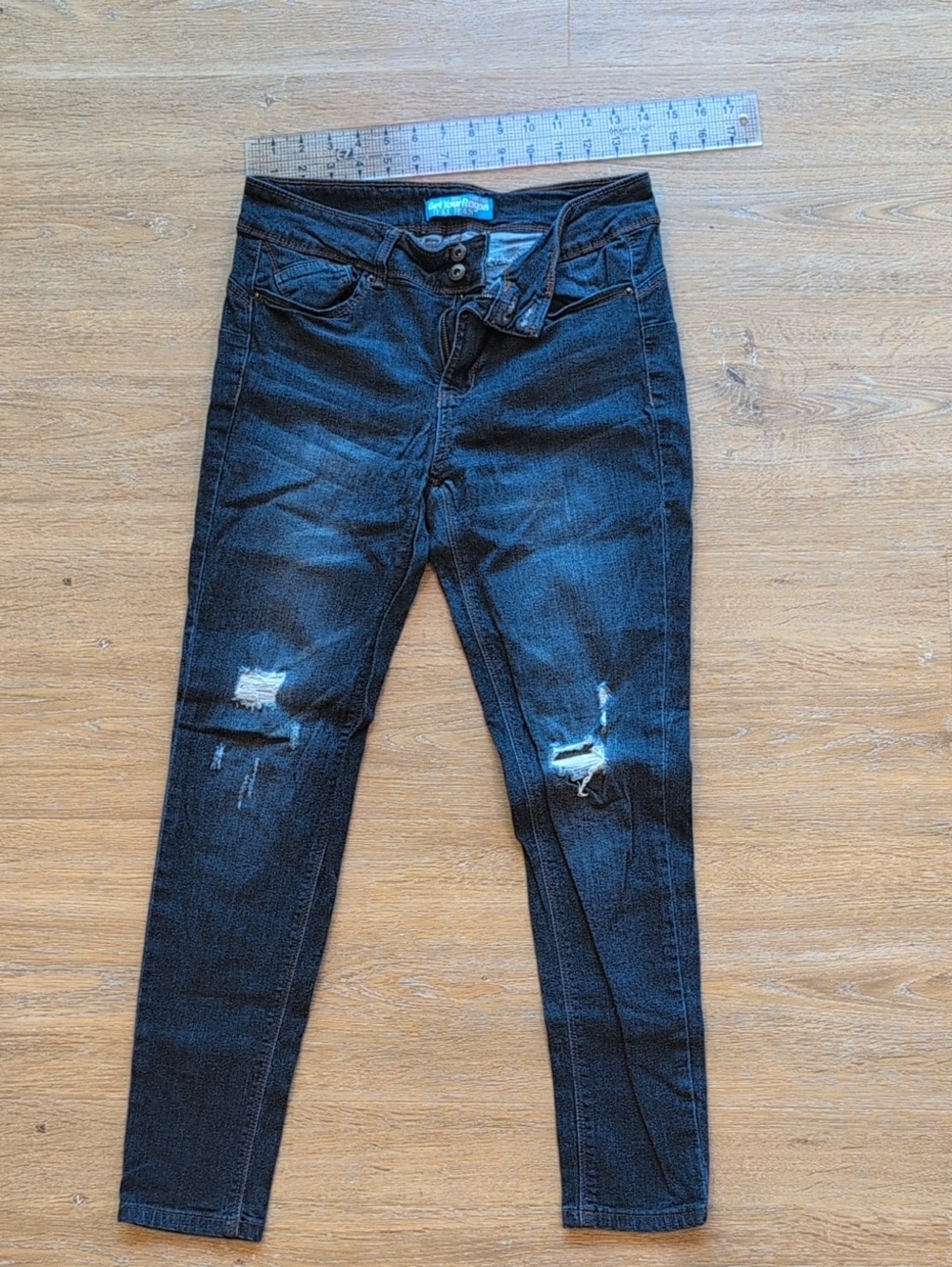 Dark Washed, Distressed, Shaping Jeans, Get Your Rayon, Wax Jeans, Size 7